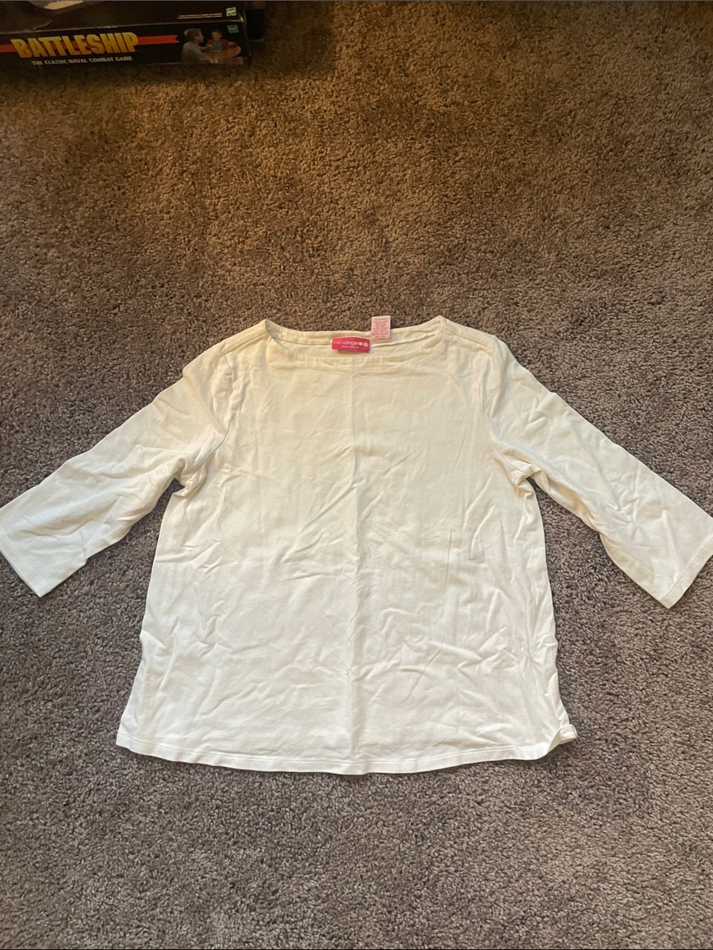 Liz Lange White Boatneck 3/4 Sleeve Top (maternity)